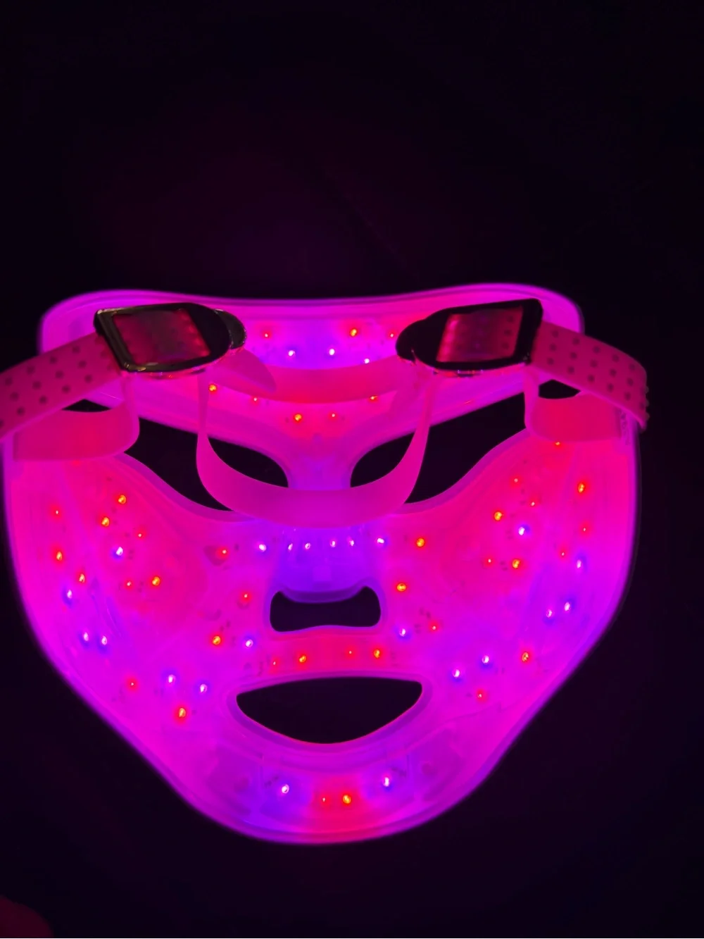 LED Light Therapy Facial Mask — White with Gold Accents